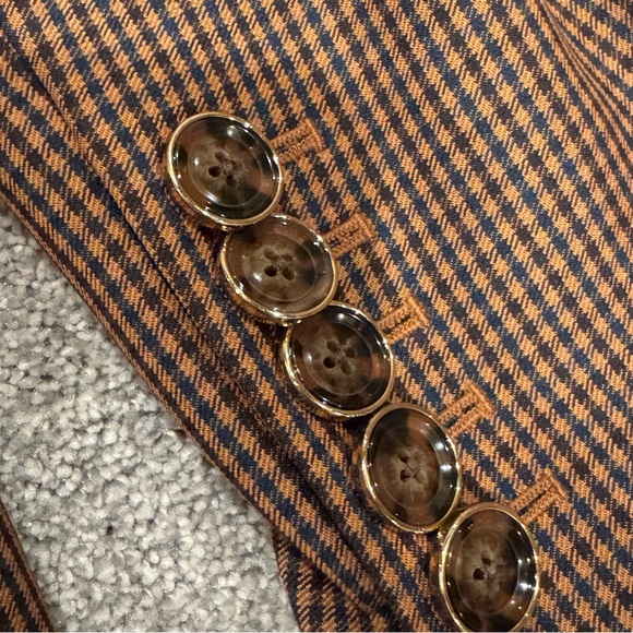 VERONICA BEARD MILLER MICRO-GINGHAM DICKEY JACKET in Camel Brown Size 16 NWT - Picture 8 of 10